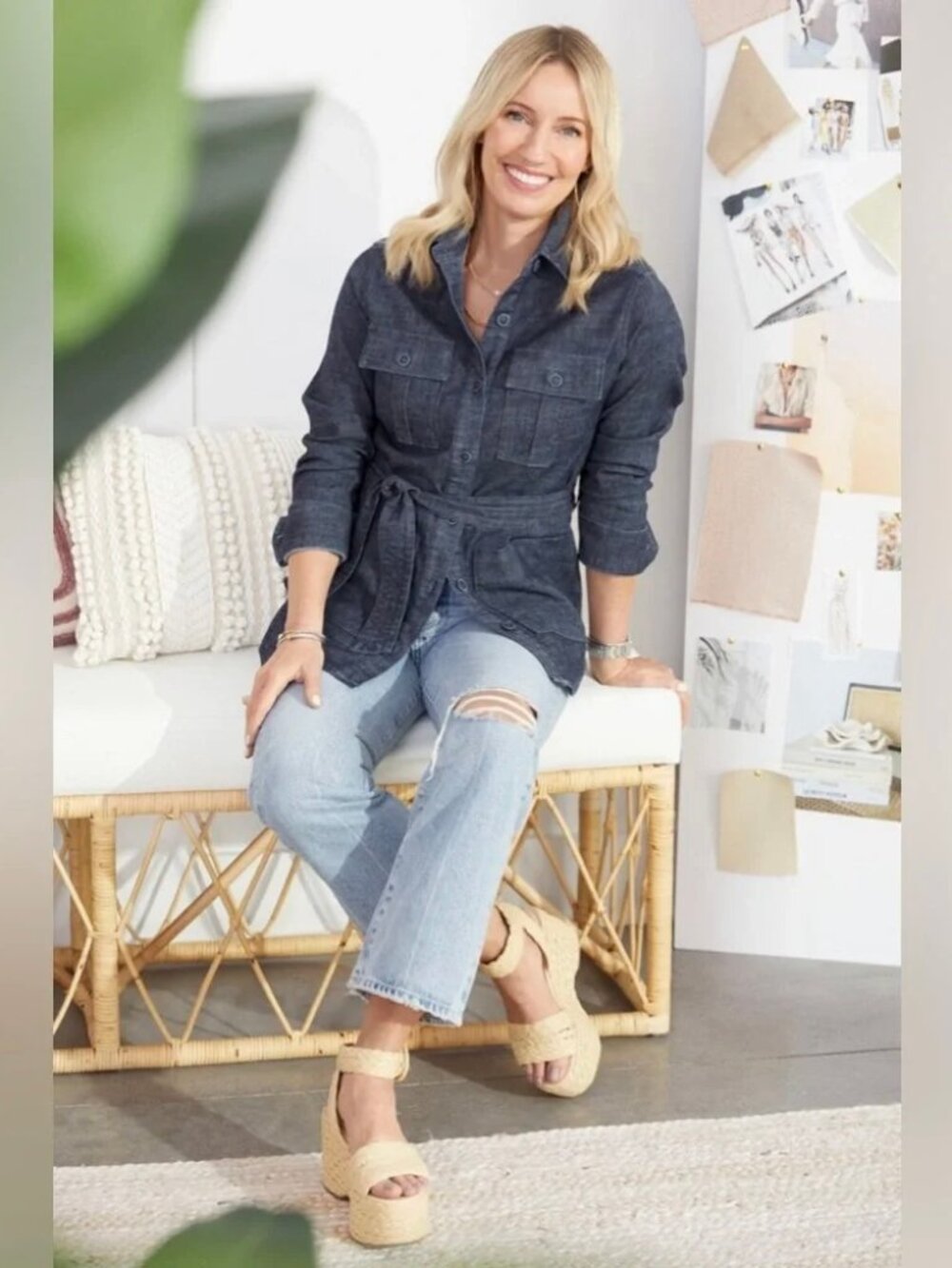 Anthropologie Level 99 Denim Belted Shacket - Picture 3 of 9